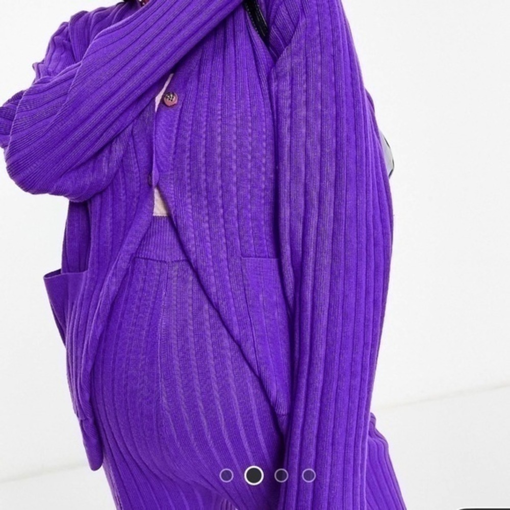 NWT The Frolic Maternity soft ribbed cardigan in purple set coord size 6 US - Picture 3 of 13